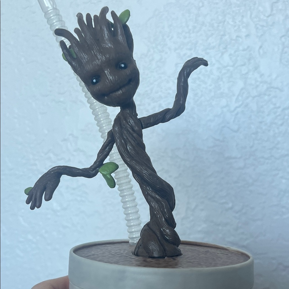 Disney Groot Water Bottle with Straw - Brown and Gray - Picture 2 of 5